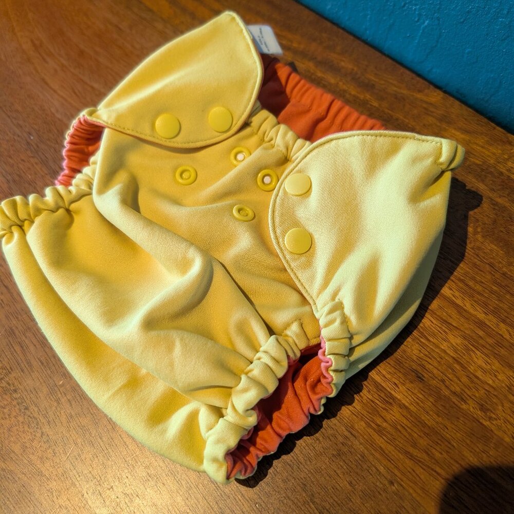Esembly Outer Diaper Cover (Size 2) - Yellow with Orange Reverse